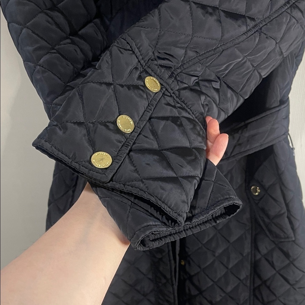 NWOT MICHAEL Michael Kors Black Quilted Trench Coat with Gold Zippers - Picture 6 of 17